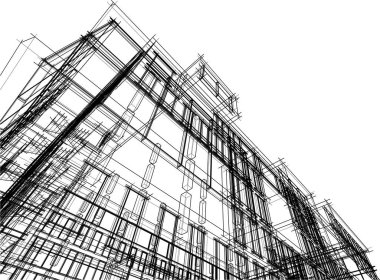 drawing lines in architectural art concept, abstract graphical technology background 