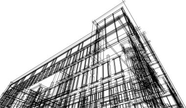 drawing lines in architectural art concept, abstract graphical technology background 