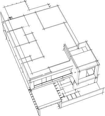 drawing lines in architectural art concept, abstract graphical technology background 