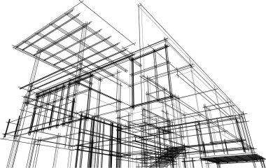drawing lines in architectural art concept, abstract graphical technology background 