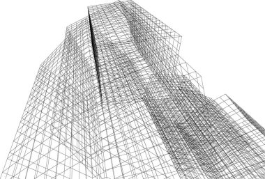 drawing lines in architectural art concept, abstract graphical technology background 