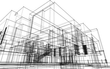 drawing lines in architectural art concept, abstract graphical technology background 