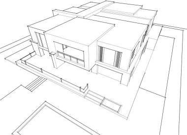 drawing lines in architectural art concept, abstract graphical technology background 
