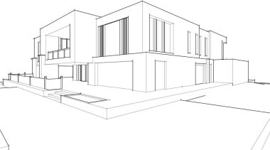 drawing lines in architectural art concept, abstract graphical technology background 