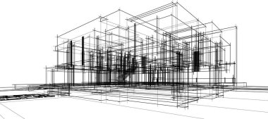 drawing lines in architectural art concept, abstract graphical technology background 