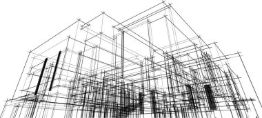 drawing lines in architectural art concept, abstract graphical technology background 