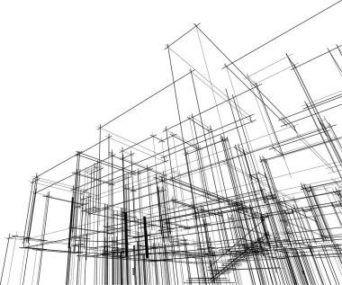 drawing lines in architectural art concept, abstract graphical technology background 