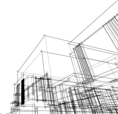 drawing lines in architectural art concept, abstract graphical technology background 