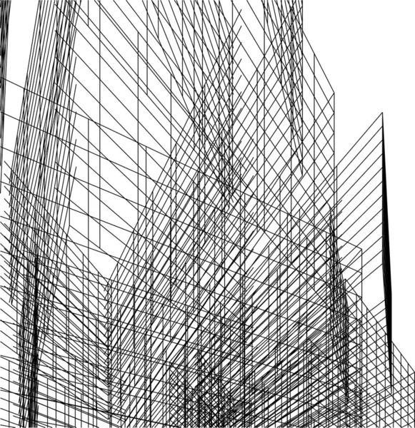 Drawing Lines Architectural Art Concept Abstract Graphical Technology Background — Stockvektor