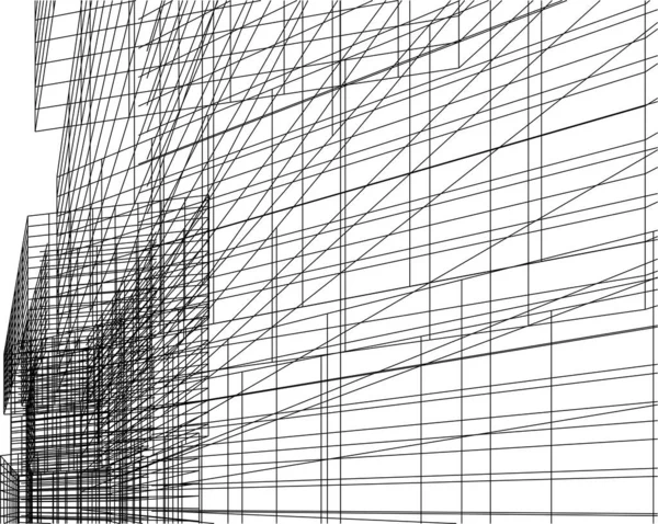 Drawing Lines Architectural Art Concept Abstract Graphical Technology Background — Vettoriale Stock