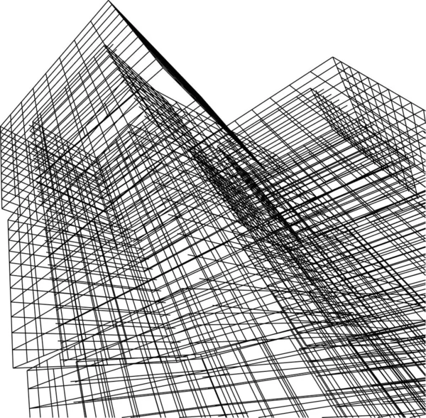 Drawing Lines Architectural Art Concept Abstract Graphical Technology Background — Vetor de Stock