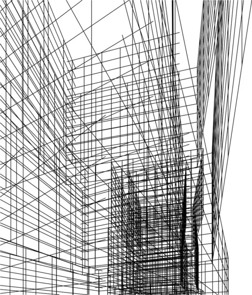 Drawing Lines Architectural Art Concept Abstract Graphical Technology Background — ストックベクタ