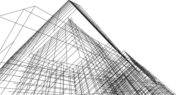 Drawing Lines Architectural Art Concept Abstract Graphical Technology Background — стоковый вектор