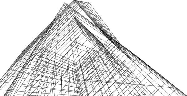 Drawing Lines Architectural Art Concept Abstract Graphical Technology Background — Stockvektor