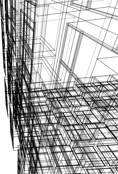 Drawing Lines Architectural Art Concept Abstract Graphical Technology Background — Vettoriale Stock