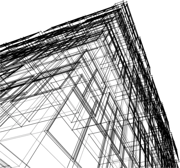 Drawing Lines Architectural Art Concept Abstract Graphical Technology Background — стоковый вектор