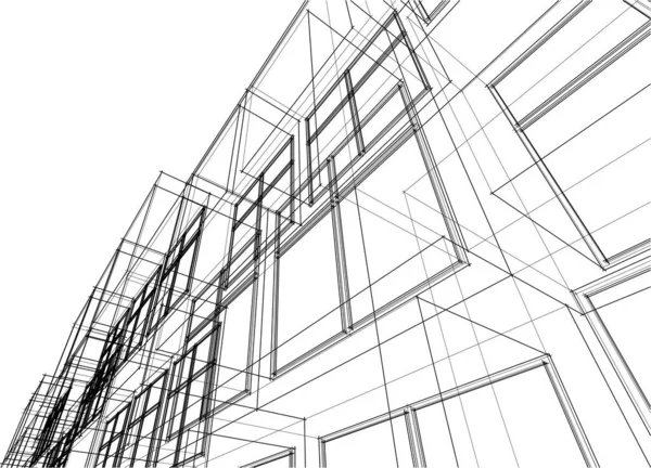 Drawing Lines Architectural Art Concept Abstract Graphical Technology Background — Stok Vektör