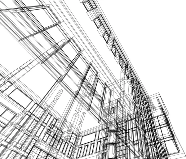 Drawing Lines Architectural Art Concept Abstract Graphical Technology Background — Stockvektor