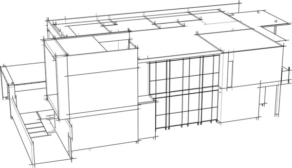 Drawing Lines Architectural Art Concept Abstract Graphical Technology Background — стоковый вектор