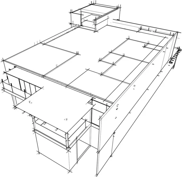 Drawing Lines Architectural Art Concept Abstract Graphical Technology Background — Διανυσματικό Αρχείο