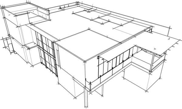 Drawing Lines Architectural Art Concept Abstract Graphical Technology Background — 图库矢量图片