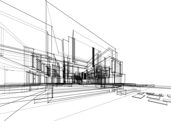 Drawing Lines Architectural Art Concept Abstract Graphical Technology Background — 图库矢量图片