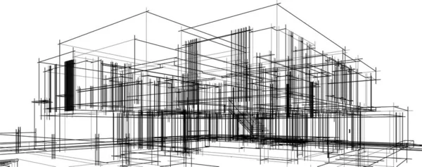 Drawing Lines Architectural Art Concept Abstract Graphical Technology Background — Archivo Imágenes Vectoriales