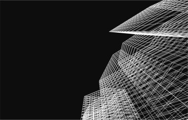 drawing lines in architectural art concept, abstract graphical technology background 