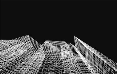 drawing lines in architectural art concept, abstract graphical technology background 