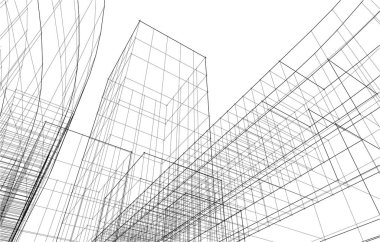 drawing lines in architectural art concept, abstract graphical technology background 