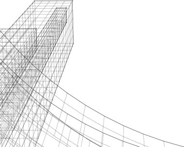 drawing lines in architectural art concept, abstract graphical technology background 