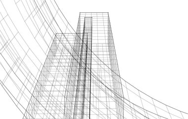 drawing lines in architectural art concept, abstract graphical technology background 
