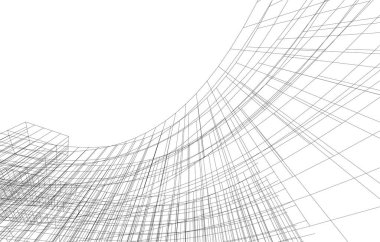 drawing lines in architectural art concept, abstract graphical technology background 