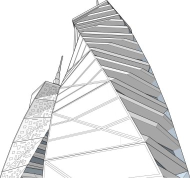 drawing lines in architectural art concept, abstract graphical technology background 