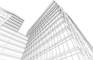drawing lines in architectural art concept, abstract graphical technology background 