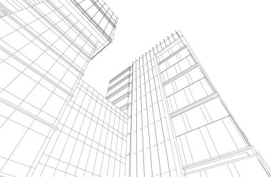 drawing lines in architectural art concept, abstract graphical technology background 