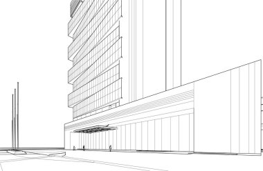 drawing lines in architectural art concept, abstract graphical technology background 