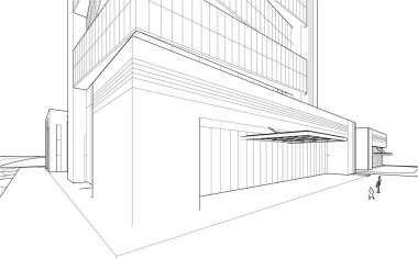 drawing lines in architectural art concept, abstract graphical technology background 