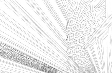 drawing lines in architectural art concept, abstract graphical technology background 