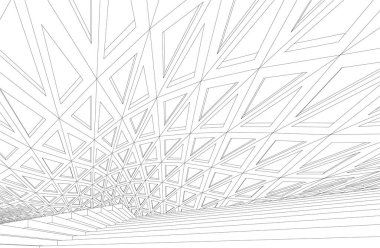 drawing lines in architectural art concept, abstract graphical technology background 