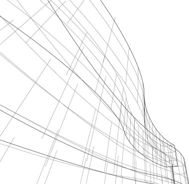 drawing lines in architectural art concept, abstract graphical technology background 