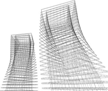 drawing lines in architectural art concept, abstract graphical technology background 