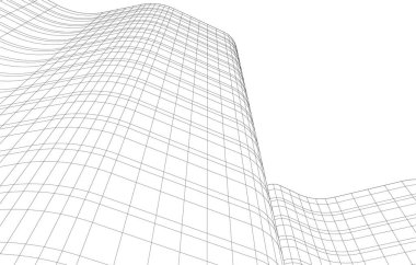 drawing lines in architectural art concept, abstract graphical technology background 