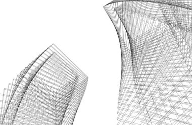 drawing lines in architectural art concept, abstract graphical technology background 
