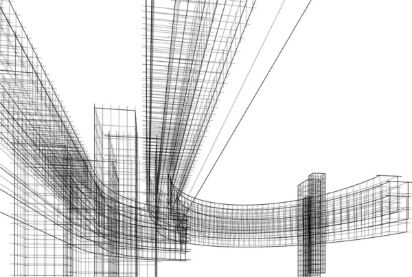Drawing Lines Architectural Art Concept Abstract Graphical Technology Background — стоковый вектор