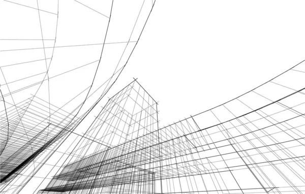 Drawing Lines Architectural Art Concept Abstract Graphical Technology Background — Διανυσματικό Αρχείο