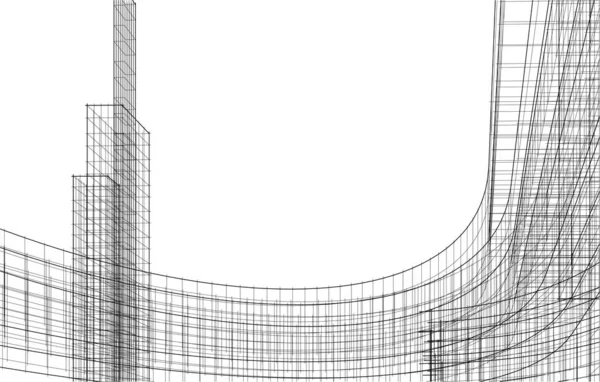 Drawing Lines Architectural Art Concept Abstract Graphical Technology Background — 스톡 벡터