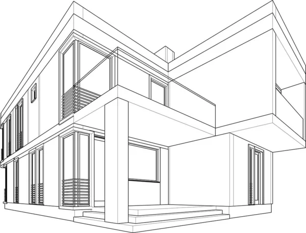 Design Arquitetura Geométrica Moderna Renderização Planta Propriedade Arte Arquitetônica Ilustração — Vetor de Stock