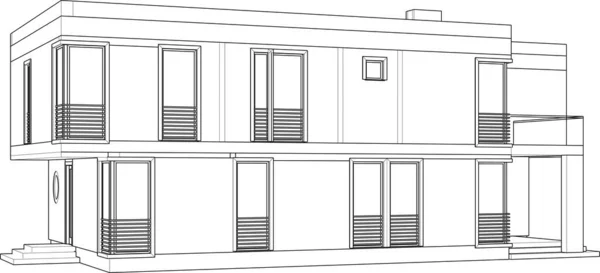 现代几何建筑设计 3D渲染 地产蓝图 建筑艺术 概要说明 — 图库矢量图片