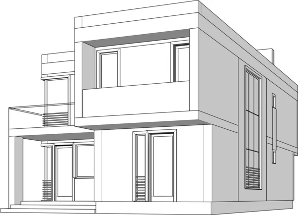 Design Arquitetura Geométrica Moderna Renderização Planta Propriedade Arte Arquitetônica Ilustração —  Vetores de Stock